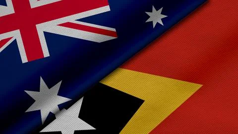 3D Rendering of two flags from Commonwealth of Australia and Democratic Repub Stock Illustration