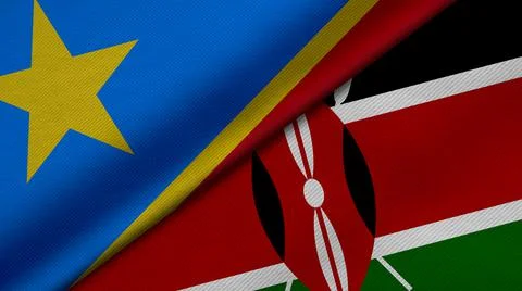 3D Rendering of two flags from Democratic Republic of the Congo and Republic  Stock Illustration