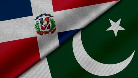 3D Rendering of two flags from Dominican Republic and Republic of pakistan .. Stock Illustration
