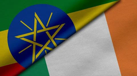 3D Rendering of two flags from Federal Democratic Republic of Ethiopia and  R Illustrazione stock