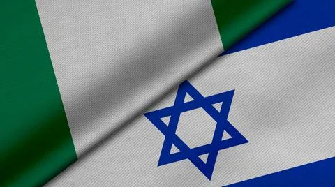 3D Rendering of two flags from Federal Republic of Nigeria and State of Israe Stock Illustration