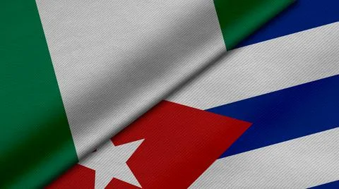 3D Rendering of two flags from Federal Republic of Nigeria and  Republic of C Stock Illustration