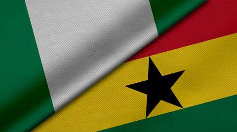 3D Rendering of two flags from Federal Republic of Nigeria and Republic of Gh Stock Illustration