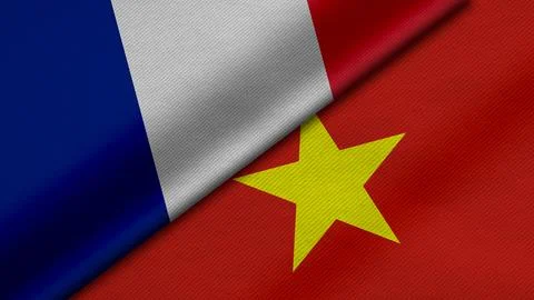 3D Rendering of two flags from French Republic and Socialist Republic of Vi.. Stock Illustration