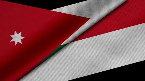 3D Rendering of two flags from Hashemite Kingdom of Jordan and Republic of Ye Illustrazione stock
