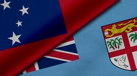 3D Rendering of two flags from Independent State of Samoa and Republic of Fij Stock Illustration