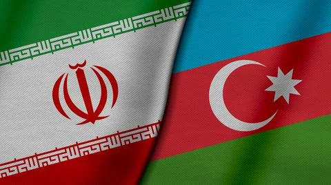 3D Rendering of two flags from Islamic Republic of Iran and Republic of Azerb Illustrazione stock