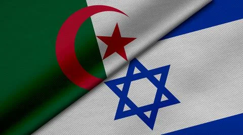 3D Rendering of two flags from Kingdom of Morocco and State of Israel togethe Illustrazione stock