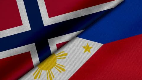 3D Rendering of two flags from Kingdom of Norway and Republic of the Philippi Stock Illustration