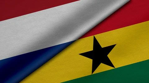 3D Rendering of two flags from Netherlands and Republic of Ghana together wit Stock Illustration