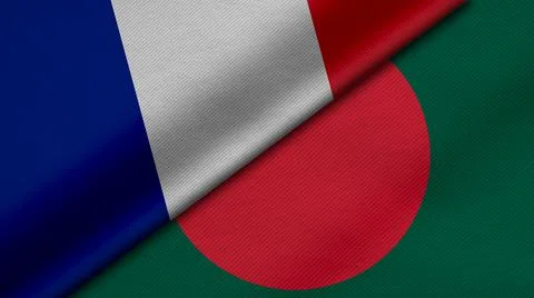 3D Rendering of two flags from People's Republic of Bangladesh and French Rep Stock Illustration