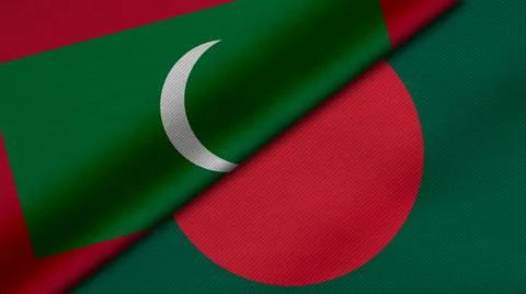 3D Rendering of two flags from People's Republic of Bangladesh and Republic o Stock Illustration