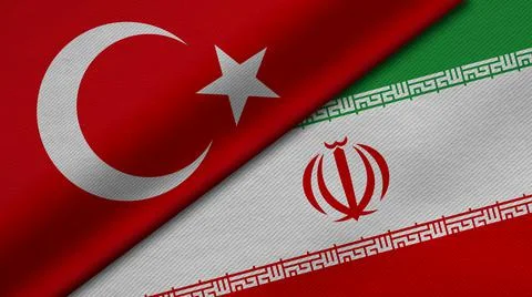 3D Rendering of two flags from Republic of Turkey and Islamic Republic of Ira Stock Illustration