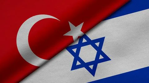 3D Rendering of two flags from Republic of Turkey and State of Israel togethe Stock Illustration