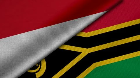 3D Rendering of two flags from Republic of Indonesia and Republic of Vanuatu  Stock Illustration