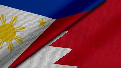 3D Rendering of two flags from Republic of the Philippines and Kingdom of Bah Stock Illustration