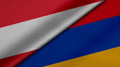3D rendering of two flags of Republic of Austria and Republic of Armenia toge Stock Illustration