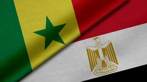 3D Rendering of two flags from Republic of Senegal and Arab Republic of Egypt Stock Illustration