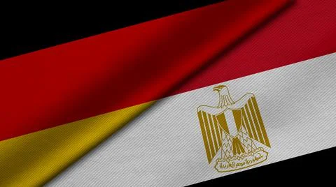 3D Rendering of two flags from  Republic of Germany and Arab Republic of Egyp Stock Illustration