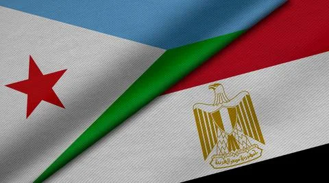 3D Rendering of two flags from Republic of Djibouti and Arab Republic of Egyp Stock Illustration