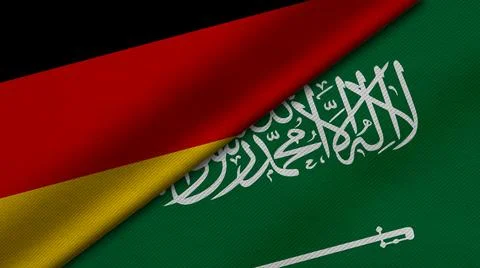 3D Rendering of two flags of Republic of Germany and Saudi Arabia together wi Stock Illustration