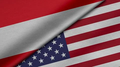 3D Rendering of two flags from Republic of Austria and United States of Ameri Stock Illustration