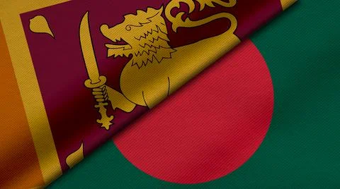3D Rendering of two flags of Republic of Sri Lanka and People's Republic of B Stock Illustration