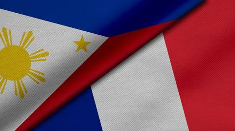 3D Rendering of two flags from Republic of the Philippines and French Republi Stock Illustration