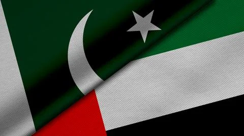 3D Rendering of two flags from Republic of pakistan  and United Arab Emirates Stock Illustration