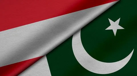 3D Rendering of two flags from Republic of Austria and Republic of pakistan t Stock Illustration