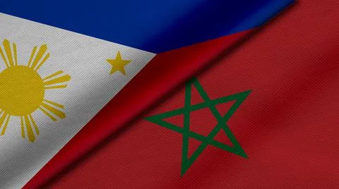 3D Rendering of two flags from Republic of the Philippines and Kingdom of Mor Stock Illustration