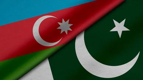 3D Rendering of two flags from Republic of Azerbaijan and Republic of pakista Stock Illustration