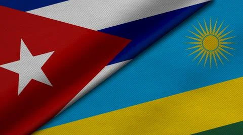 3D Rendering of two flags from Republic of Cuba and Republic of Rwanda togeth Stock Illustration