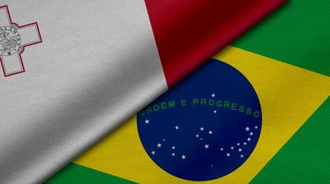 3D Rendering of two flags from Republic of Malta and Federative Republic of B Stock Illustration