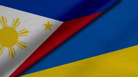 3D Rendering of two flags from Republic of the Philippines and Ukraine togeth Stock Illustration