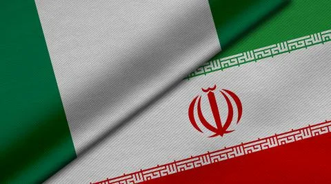 3D rendering of two flags of Republic of Nigeria and Islamic Republic of Iran Stock Illustration