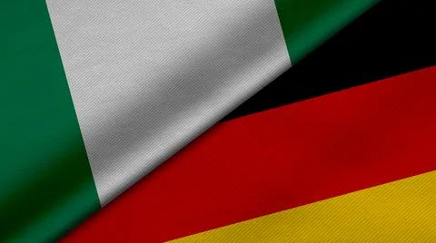3D rendering of two flags of Republic of Nigeria and Republic of Germany toge Illustrazione stock