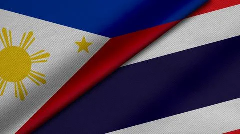 3D Rendering of two flags from Republic of the Philippines and Kingdom of Tha Stock Illustration