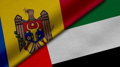 3D Rendering of two flags from Republic of Moldova and Republic of Belarus to Stock Illustration