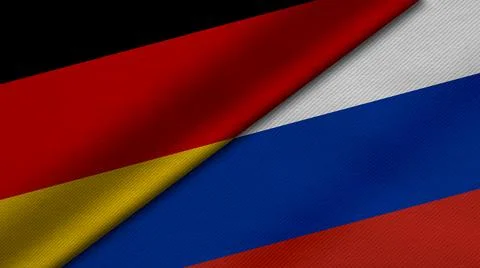 3D Rendering of two flags from Russian Federation and Federal Republic of Ger Stock Illustration