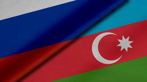 3D Rendering of two flags from Russian Federation and Republic of Azerbaijan  Stock Illustration
