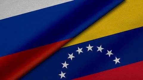 3D Rendering of two flags from Russian Federation and  Republic of Venezuela  Stock Illustration