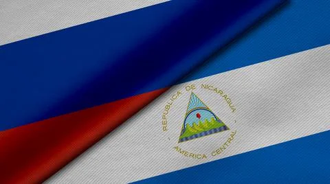 3D Rendering of two flags from Russian Federation and Republic of Nicaragua t Stock Illustration
