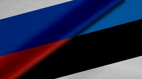 3D Rendering of two flags from Russian Federation and Republic of Estonia tog Stock Illustration