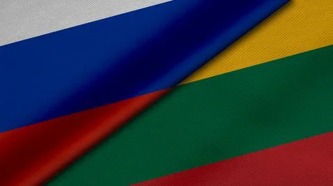 3D Rendering of two flags from Russian Federation and Republic of Lithuania t Stock Illustration
