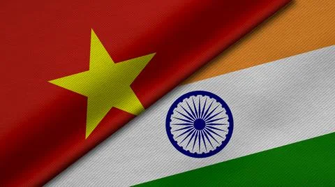 3D Rendering of two flags from Socialist Republic of Vietnam and India togeth Stock Illustration