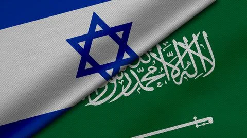3D Rendering of two flags from State of Israel and Saudi Arabia together with Stock Illustration