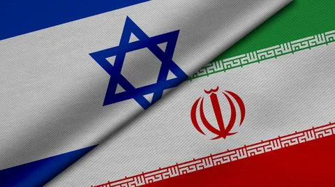 3D Rendering of two flags from State of Israel and Islamic Republic of Iran t Stock Illustration