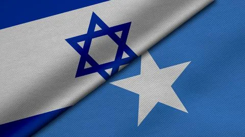 3D Rendering of two flags from State of Israel and Republic of Somalia togeth Stock Illustration