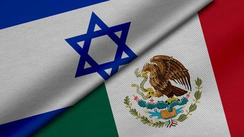 3D rendering of two flags of State of Israel and United Mexican States toge.. Illustrazione stock